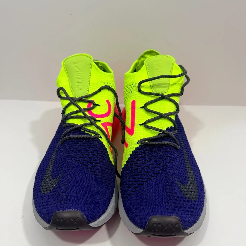 Nike Air Max 270 Flyknit Mens 11 Blue Volt Pink Excellent AO1023-501 Sneaker